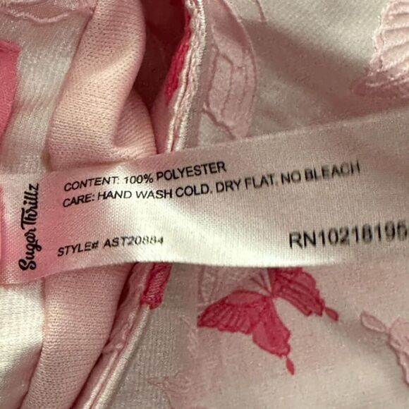 Sugar Thrillz Butterfly Mini Skirt Women's L Pink Side Zip Lined Y2K - Picture 4 of 5